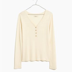 Madewell Drapey Rib Henley tee, XXS, cream